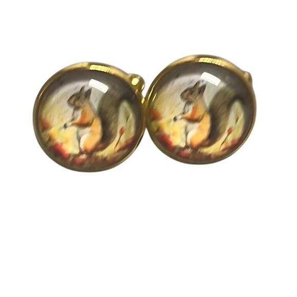 Squirrel Gold Tone Mens Dress Tuxedo Cufflinks NEW Business Formal Classic Kitsc - Picture 1 of 3